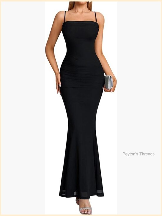 Dresses & Skirts - Spaghetti Strap Ruched Bodycon Corset Maxi Long Dress Wedding Guest Cocktail